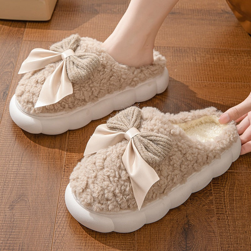 Cloud Bow Fur Slippers