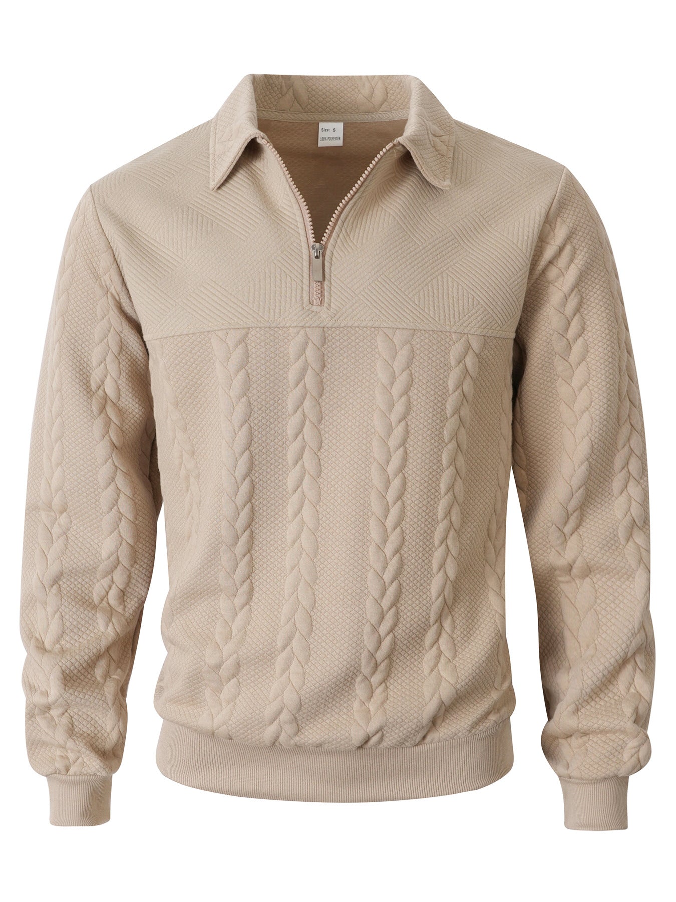 Men's Cable Knit Quarter-Zip Polo Sweater
