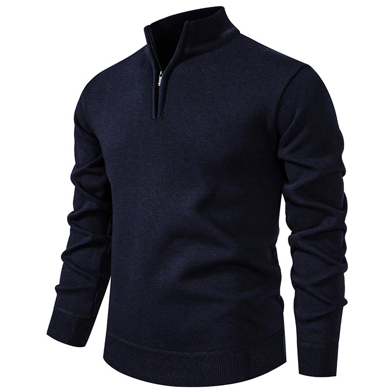 Men's Fleece-Lined Half-Zip Knit Sweater — Winter Warm Pullover