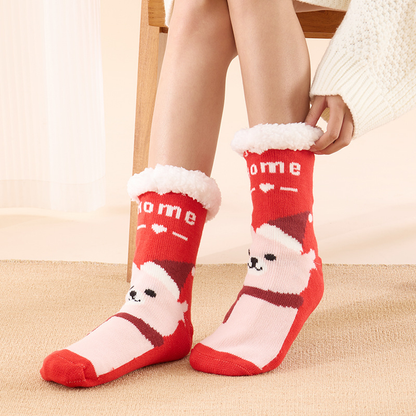 Cute Animal Ultra-thick Cashmere Slipper Home Socks