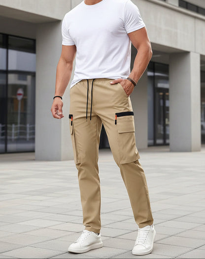 Men's Stretch Terry Cargo Pants – Casual Retro Fit | All-Season Daily Wear