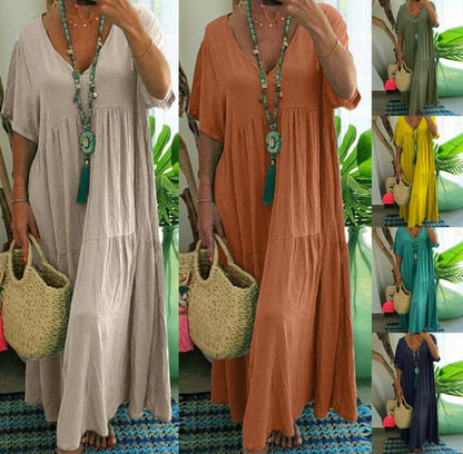 📢📢50% OFF !! ⏰Women’s Casual Long Dress with Short Sleeves