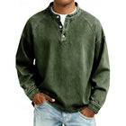 Men’s 100% Cotton Acid-Wash Henley Shirt