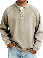 Men’s 100% Cotton Acid-Wash Henley Shirt