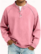 Men’s 100% Cotton Acid-Wash Henley Shirt