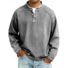 Men’s 100% Cotton Acid-Wash Henley Shirt
