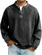 Men’s 100% Cotton Acid-Wash Henley Shirt