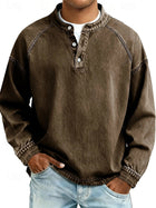 Men’s 100% Cotton Acid-Wash Henley Shirt