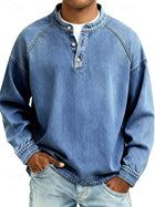 Men’s 100% Cotton Acid-Wash Henley Shirt