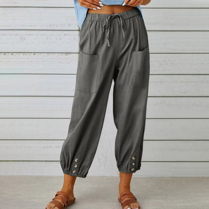 Women's Summer Cotton Linen Trousers Nine Minute Trousers