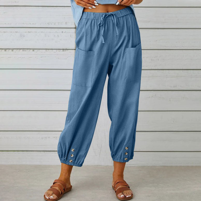 Women's Summer Cotton Linen Trousers Nine Minute Trousers