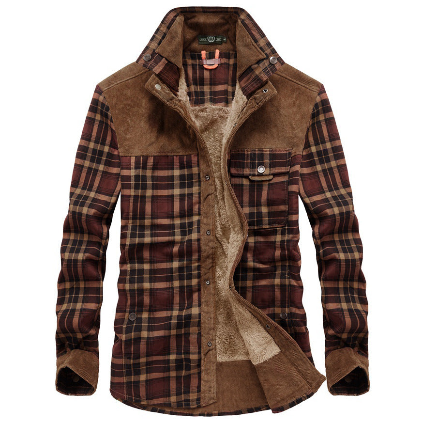 Men's Sherpa-Lined Plaid Shirt Jacket — Warm Fleece Button-Up Overshirt
