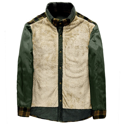 Men's Sherpa-Lined Plaid Shirt Jacket — Warm Fleece Button-Up Overshirt