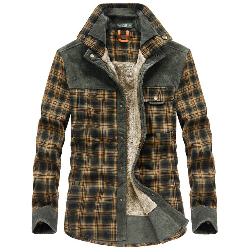 Men's Sherpa-Lined Plaid Shirt Jacket — Warm Fleece Button-Up Overshirt