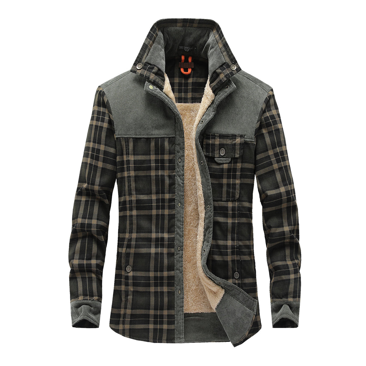 Men's Sherpa-Lined Plaid Shirt Jacket — Warm Fleece Button-Up Overshirt
