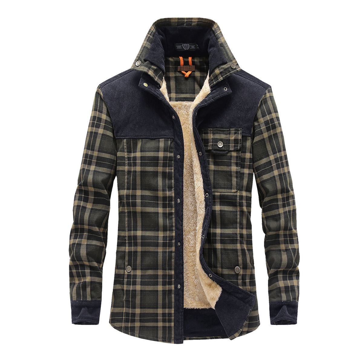 Men's Sherpa-Lined Plaid Shirt Jacket — Warm Fleece Button-Up Overshirt