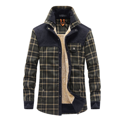 Men's Sherpa-Lined Plaid Shirt Jacket — Warm Fleece Button-Up Overshirt