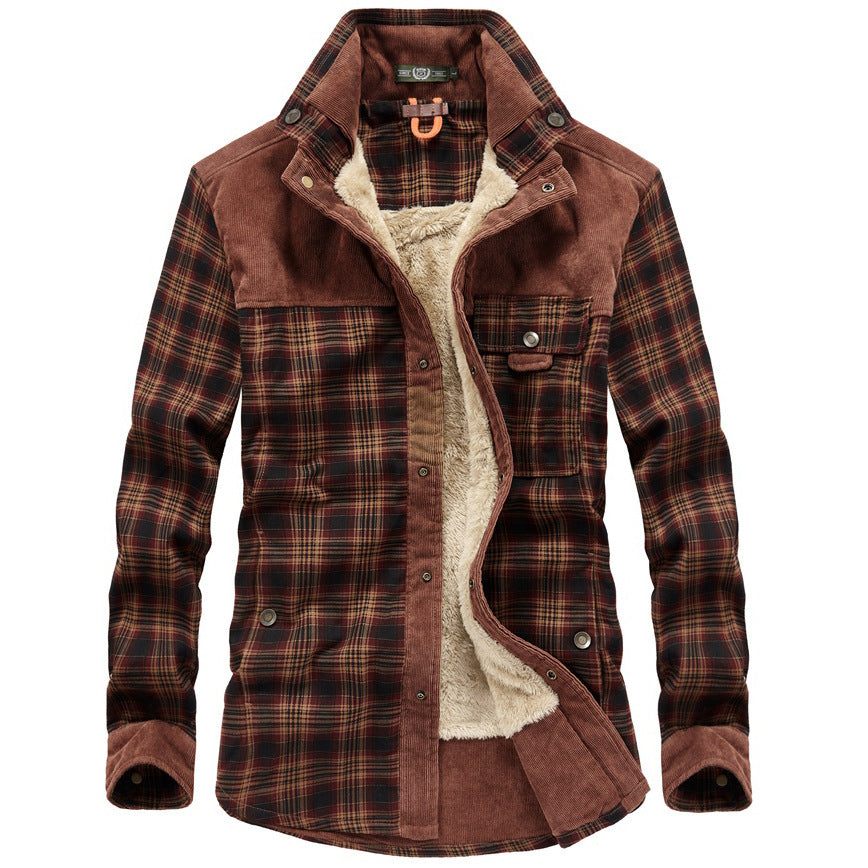 Men's Sherpa-Lined Plaid Shirt Jacket — Warm Fleece Button-Up Overshirt