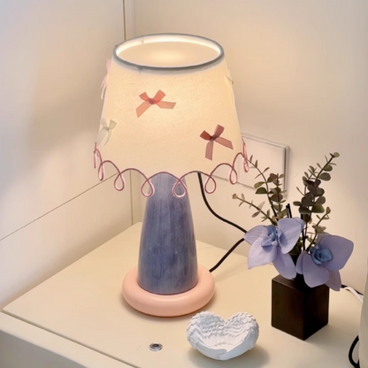 Elegant Cream Table Lamp – Modern Minimalist Design with LED