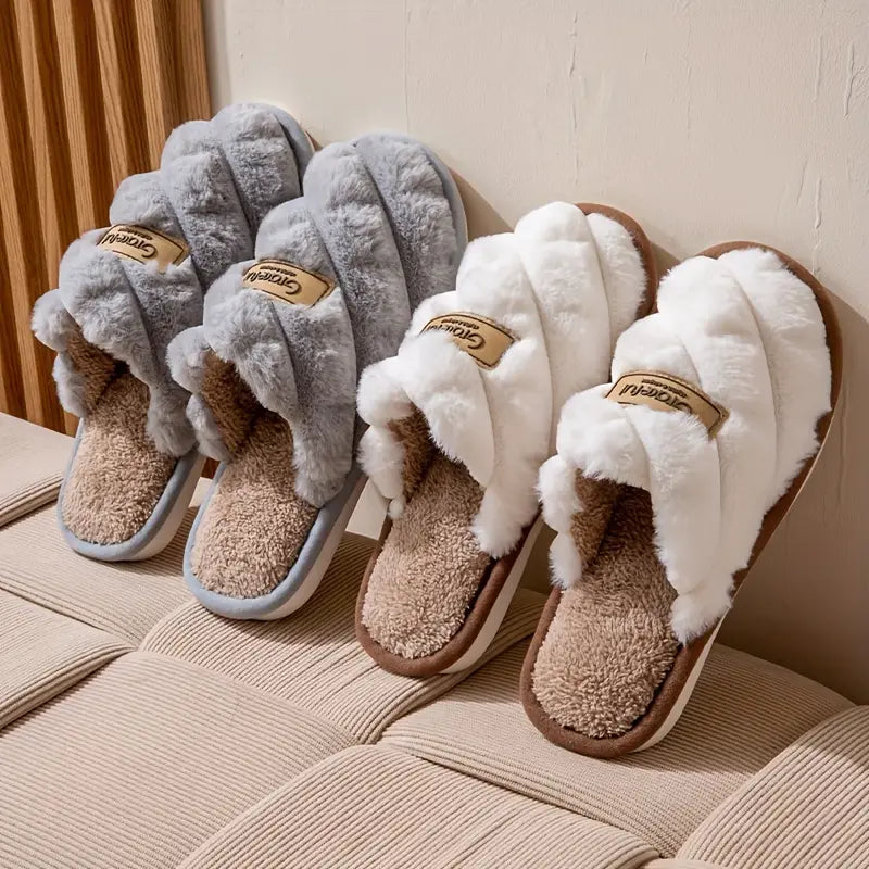 Cozy Plaid Colorblock Slippers
