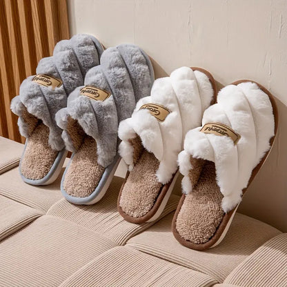 Cozy Plaid Colorblock Slippers
