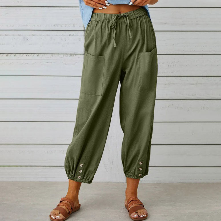 Women's Summer Cotton Linen Trousers Nine Minute Trousers
