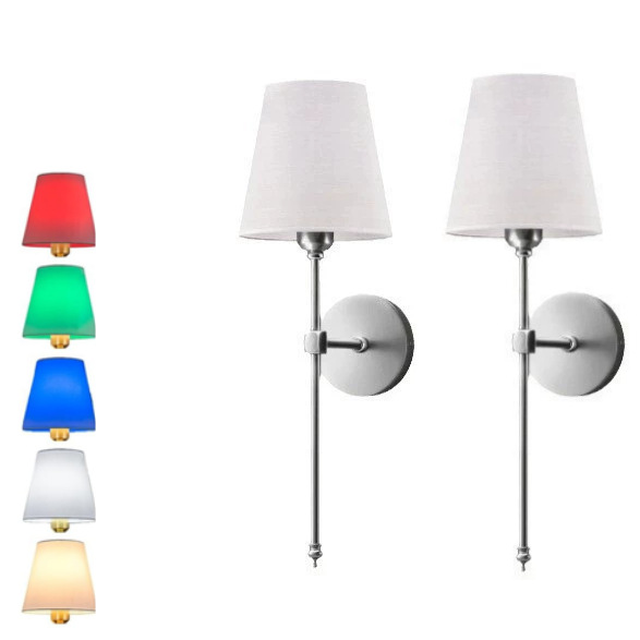 WIRELESS WALL SCONCES (SET OF 2 + 2 BULBS FREE)