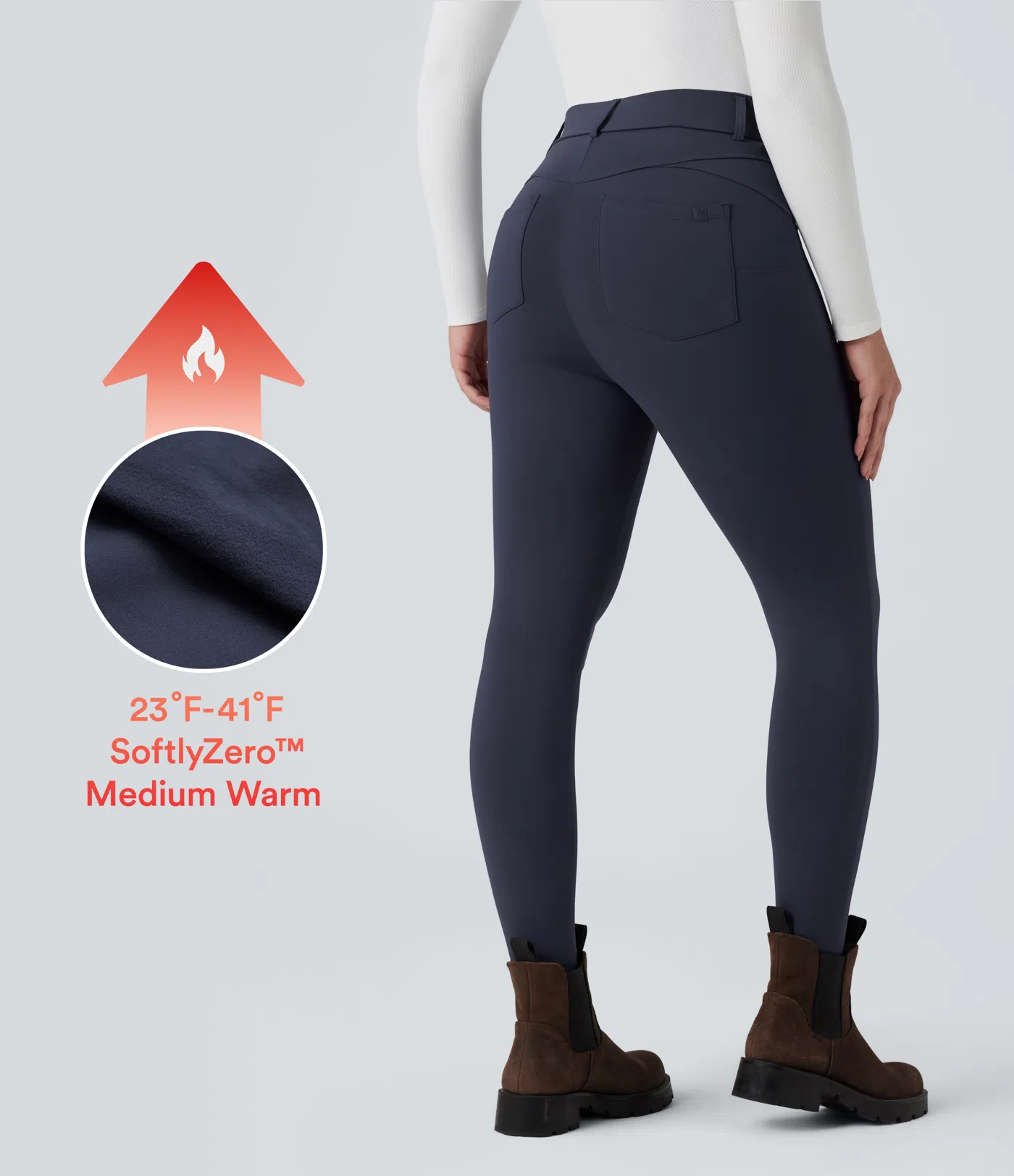 Plush Thermal High Waisted Casual 7/8 Leggings with Pockets