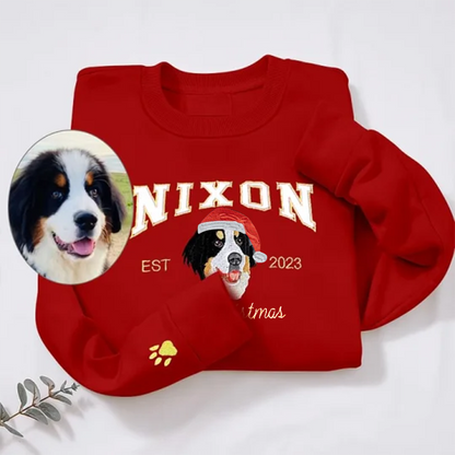 Embroidered Pet Portrait EST Christmas Jumper Sweatshirt Gift for Pet Lovers