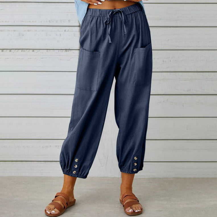 Women's Summer Cotton Linen Trousers Nine Minute Trousers