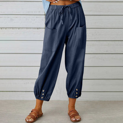 Women's Summer Cotton Linen Trousers Nine Minute Trousers