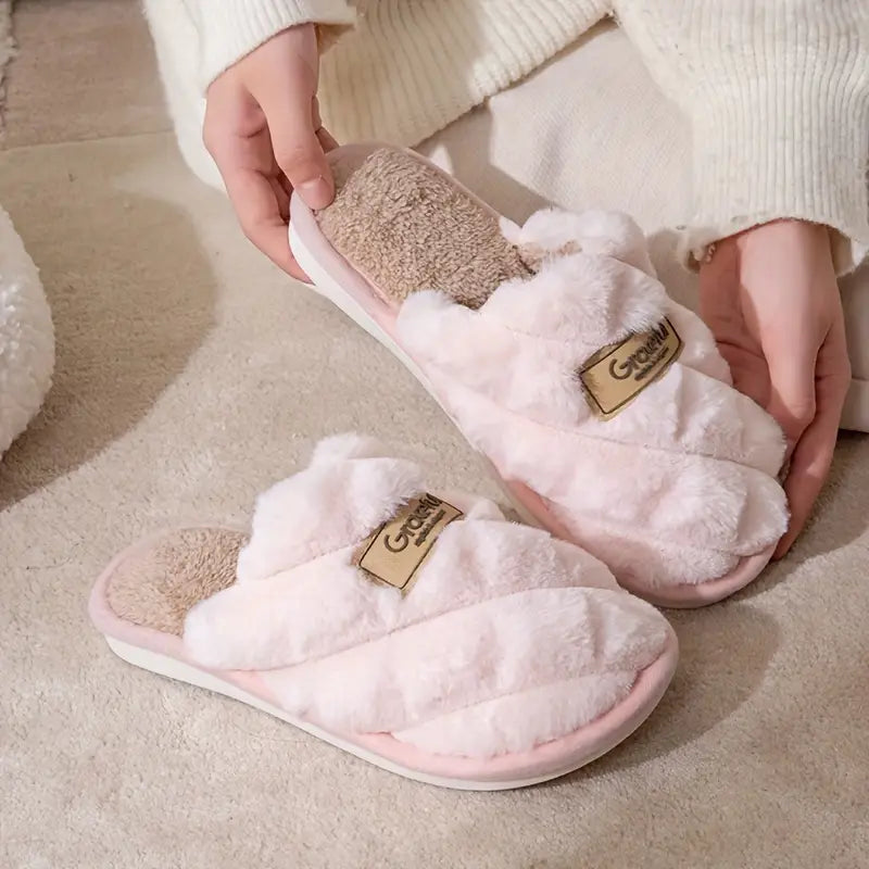 Cozy Plaid Colorblock Slippers