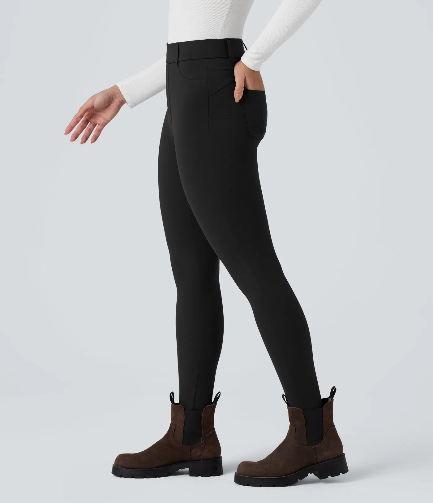 Plush Thermal High Waisted Casual 7/8 Leggings with Pockets