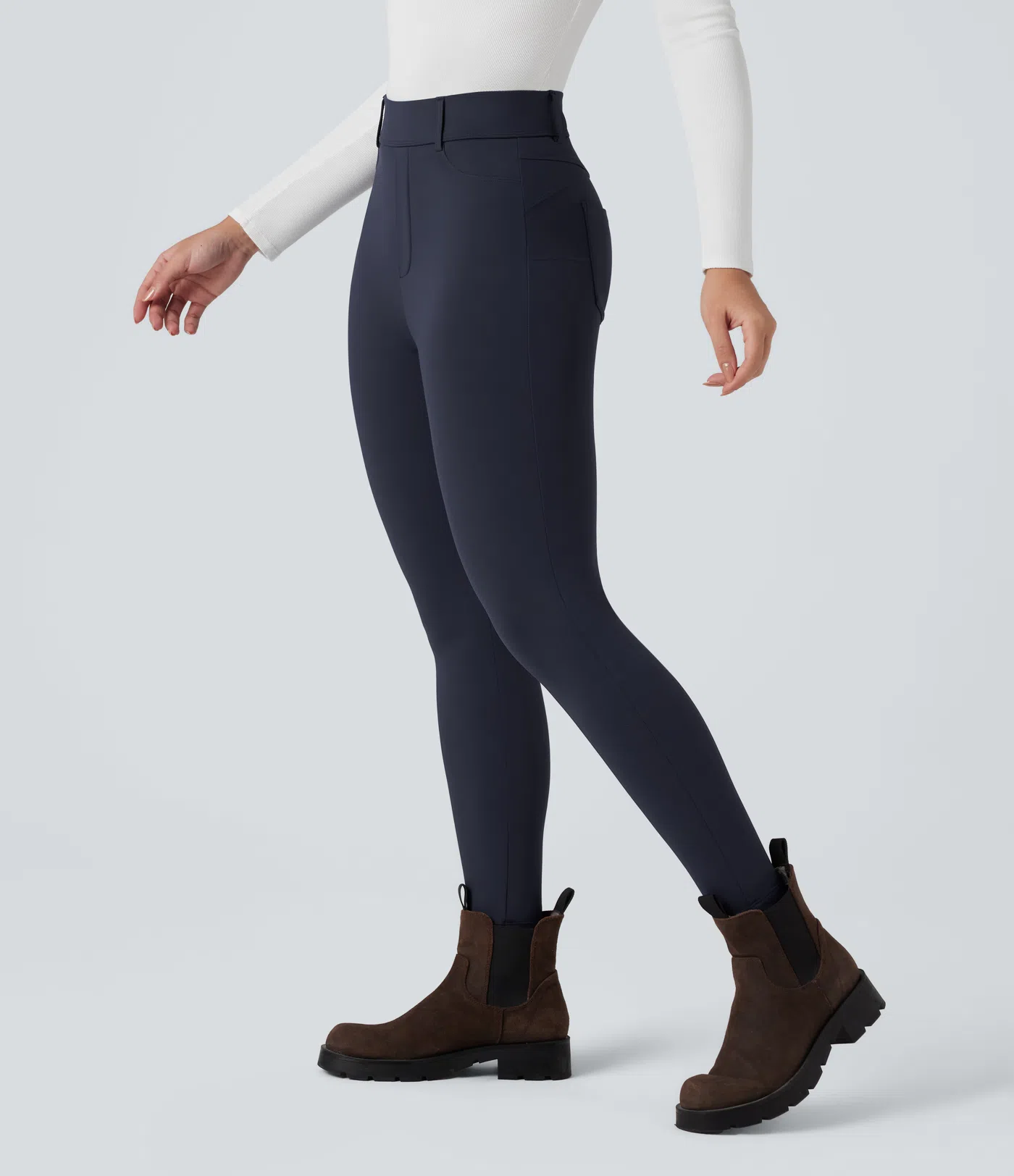 Plush Thermal High Waisted Casual 7/8 Leggings with Pockets