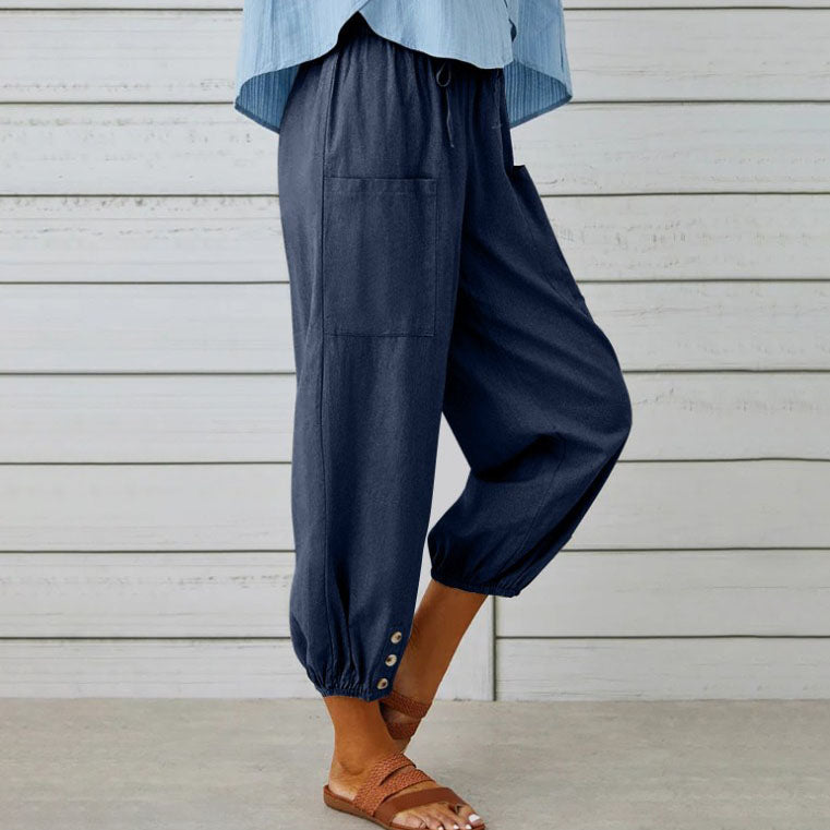 Women's Summer Cotton Linen Trousers Nine Minute Trousers