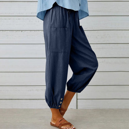Women's Summer Cotton Linen Trousers Nine Minute Trousers