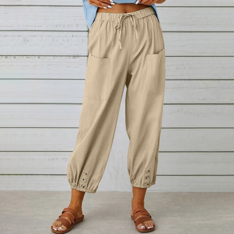 Women's Summer Cotton Linen Trousers Nine Minute Trousers