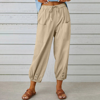 Women's Summer Cotton Linen Trousers Nine Minute Trousers