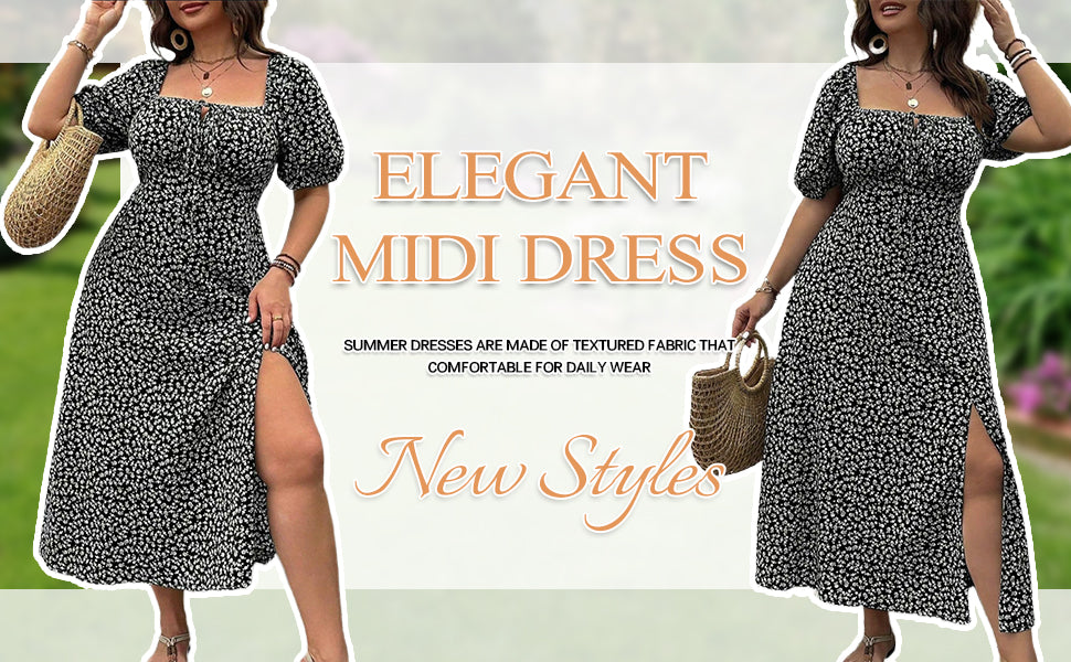 💎 FLASH SALE -50% on Plus Size Floral Maxi Dress! 💎 Bold Side Split, Soft Fabric & Effortless Boho Style for Curves✨