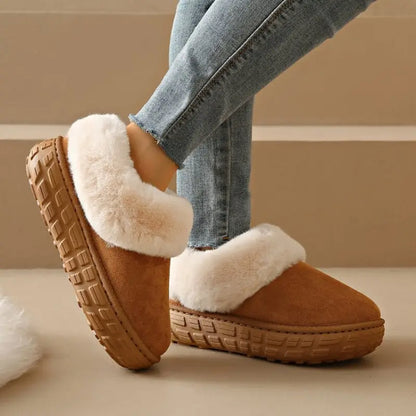 Fur Lined Suede Slippers