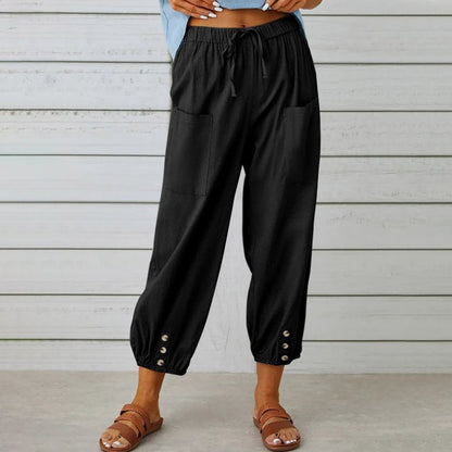 Women's Summer Cotton Linen Trousers Nine Minute Trousers