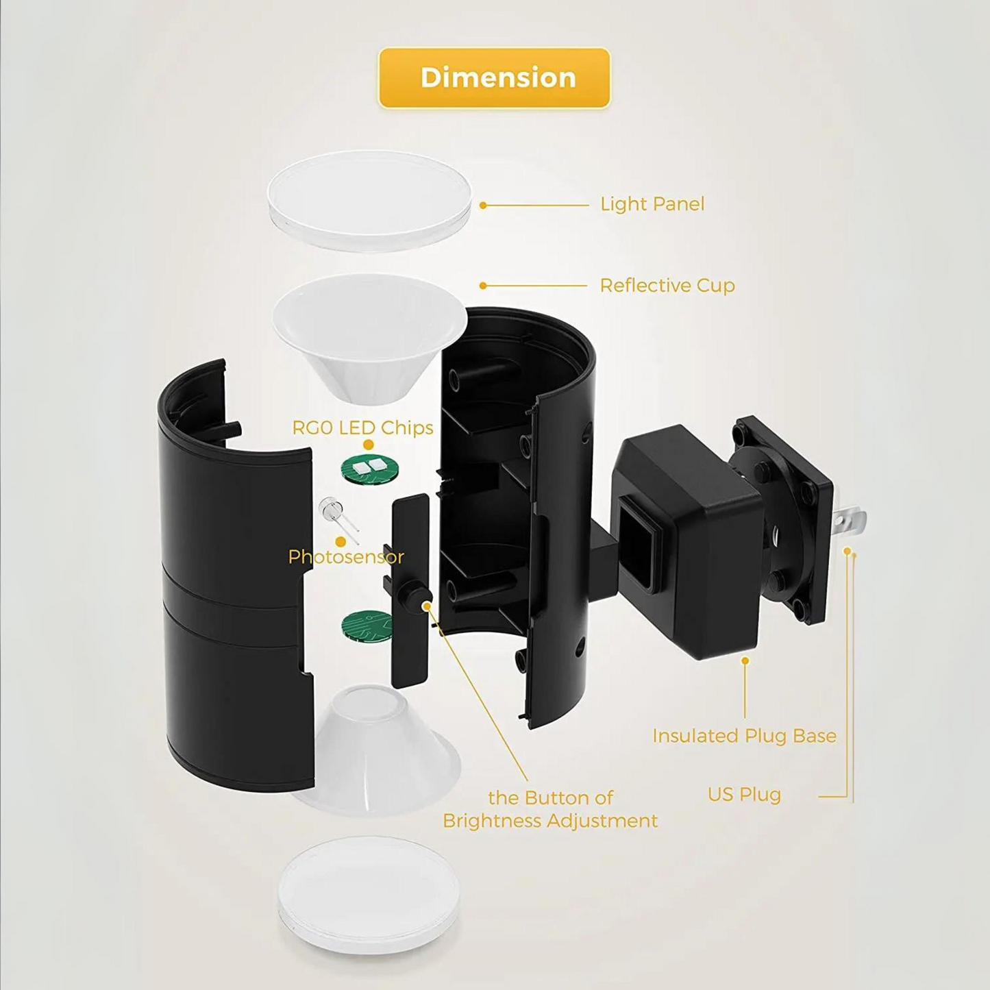 Plug-In Dimmable Night Light with Light Sensor