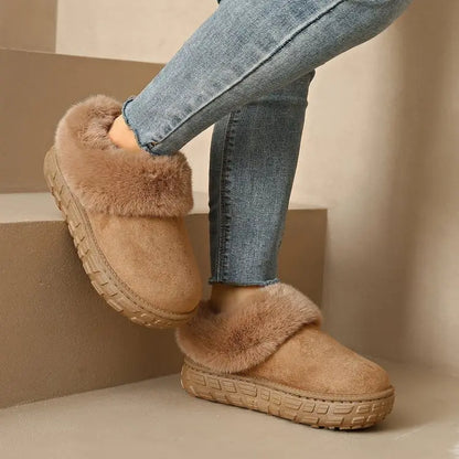 Fur Lined Suede Slippers