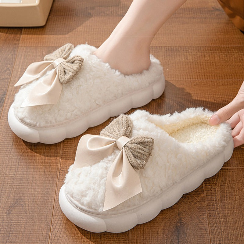 Cloud Bow Fur Slippers