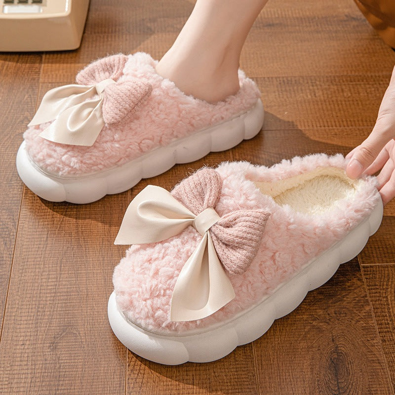 Cloud Bow Fur Slippers