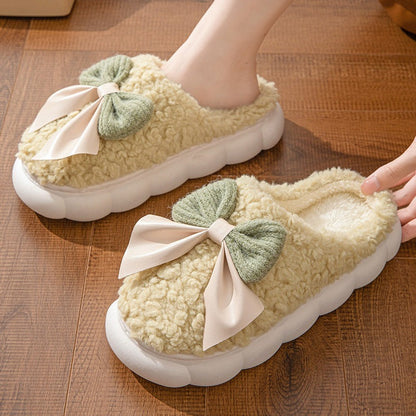 Cloud Bow Fur Slippers