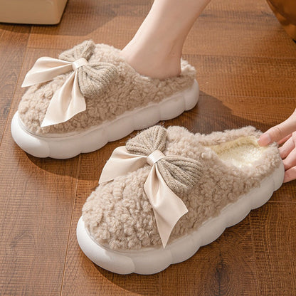 Cloud Bow Fur Slippers