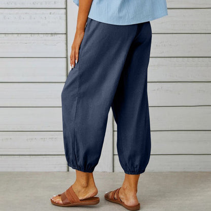 Women's Summer Cotton Linen Trousers Nine Minute Trousers