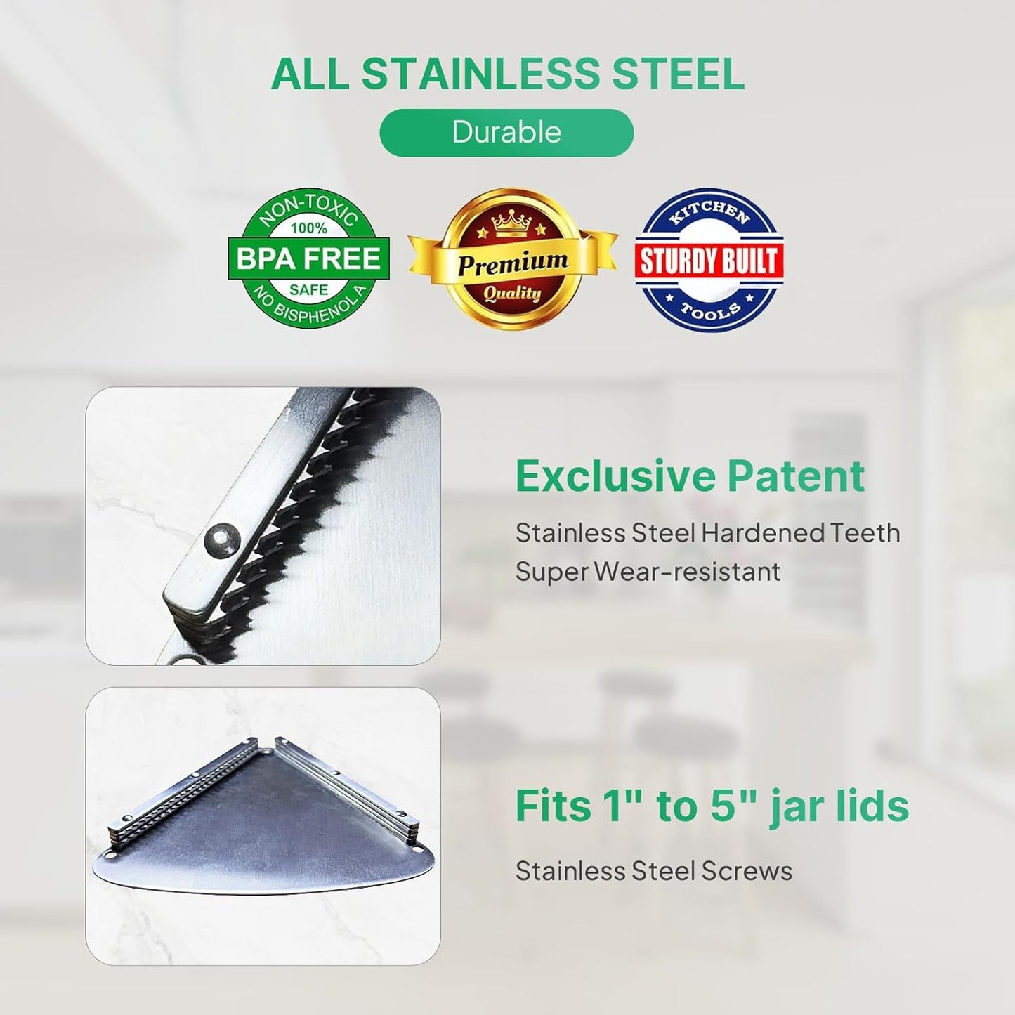 Upgraded Stainless Steel Under Cabinet Jar Opener for Seniors, Under Cabinet Jar Openers for Weak Hands, Jar Lid & Bottle Cap Opener Tool, Under Counter Can Opener, One Handed Patent No.: 2024043283