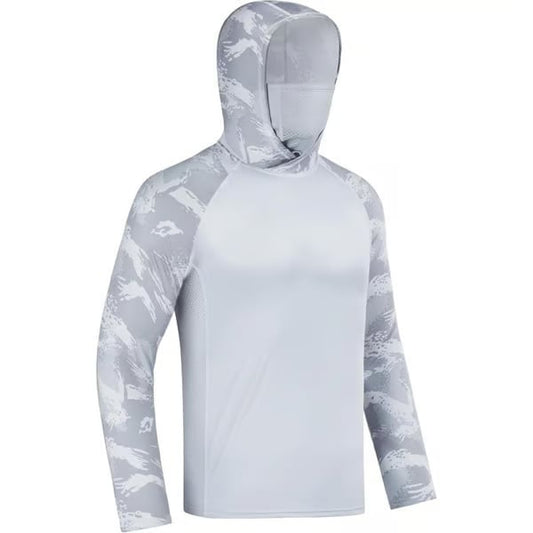 Men’s UV Protection Hoodie – Breathable Quick-Dry Fishing Shirt with Face Cover